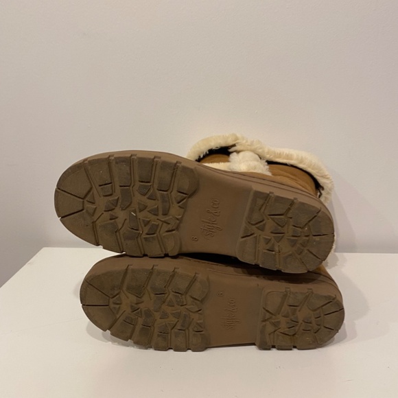 Style & Co Y2K Brown Faux Suede Fur Boots Size 8 - Picture 4 of 4